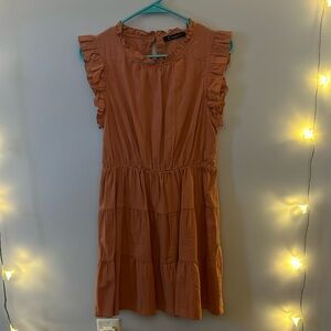 Simplee Orange Tiered Dress